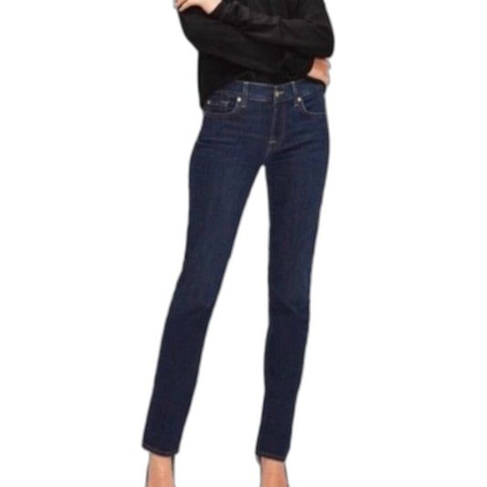 7 For All Mankind Roxanne Women's Blue Denim Mid-Rise Slim Fit Jeans Size 32/14